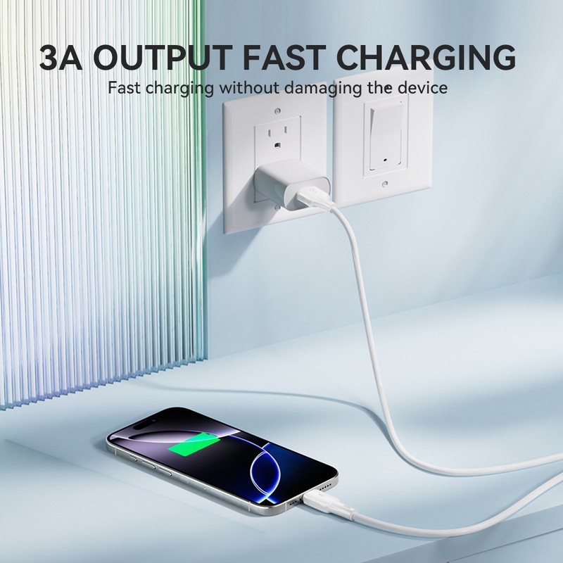 Cablu de date BWOO X329L, USB-A - Lightning, 1 m, 3A, alb