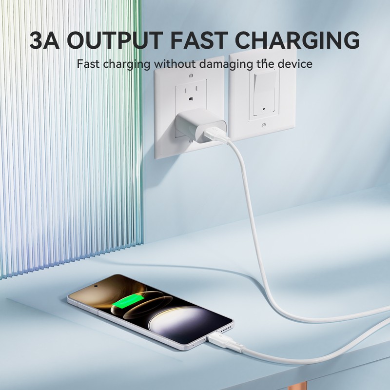 Cablu de date BWOO X329C, USB-A - USB-C, 1 m, 3A, alb