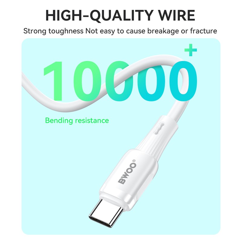 Cablu de date BWOO X329C, USB-A - USB-C, 1 m, 3A, alb