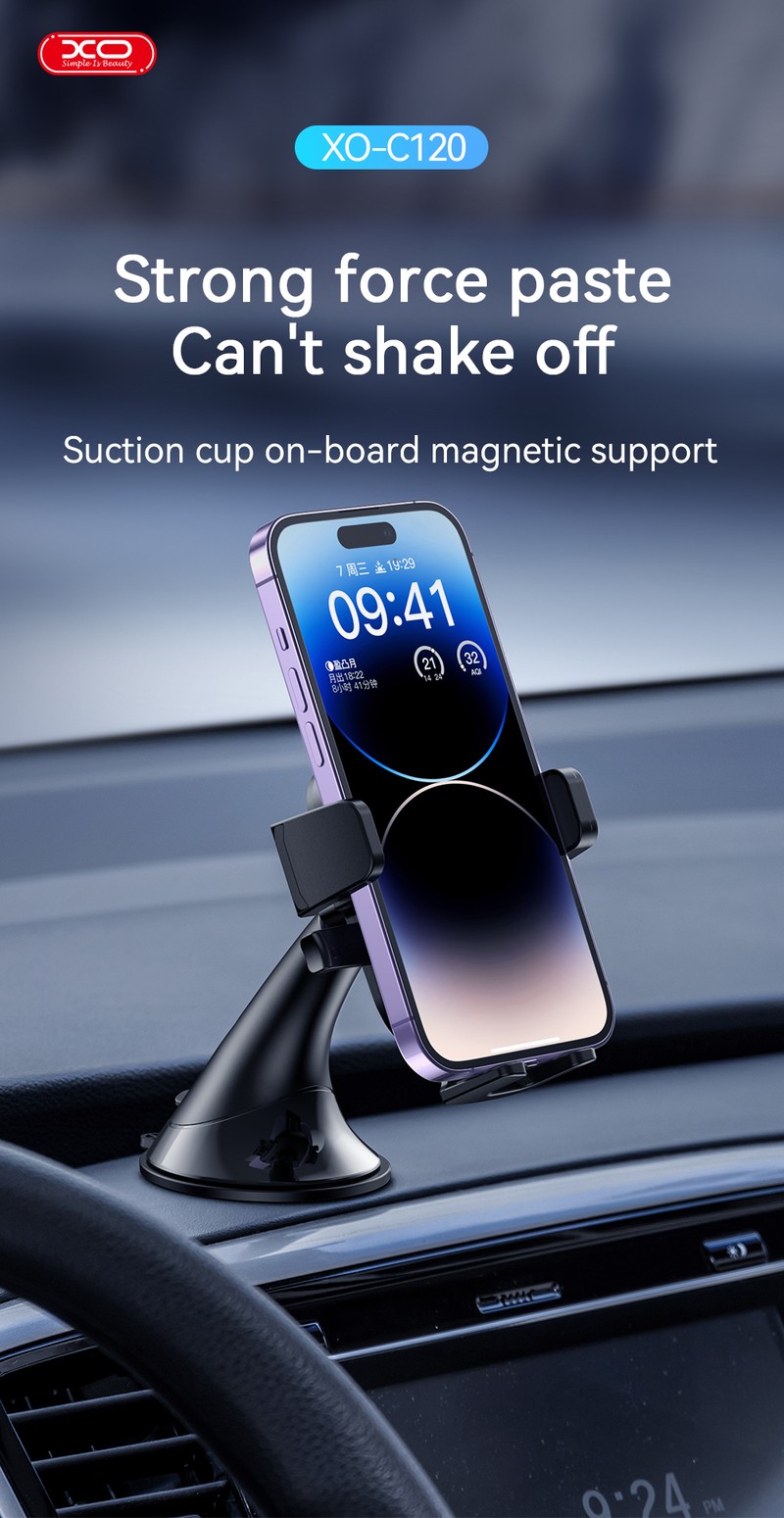 Suport auto XO C120, cu ventuza, negru