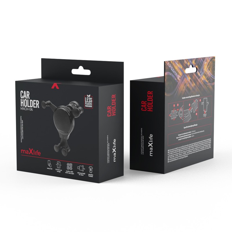 Suport auto Maxlife MXCH-06, prindere in grila de ventilatie, negru