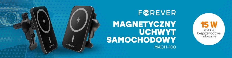 Suport auto Forever MACH-100, prindere in grila de ventilatie, incarcare wireless 15 W, magnetic, negru