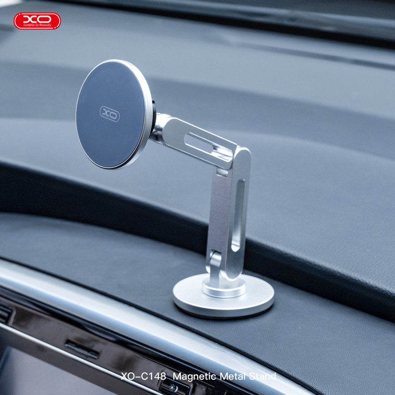 Suport auto XO C148, cu prindere adeziva, magnetic, argintiu