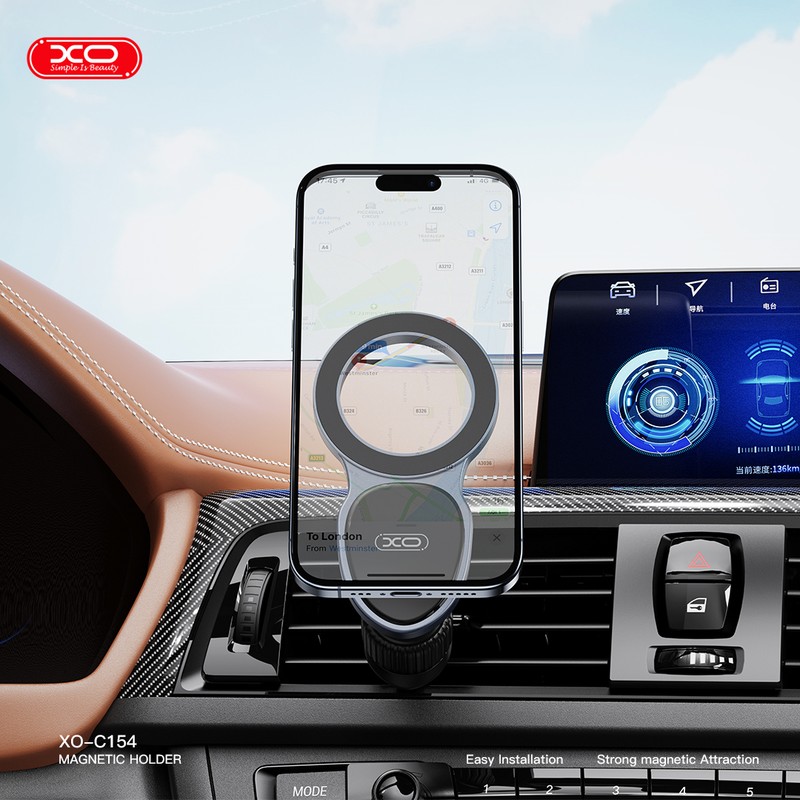 Suport auto XO 154, prindere in grila de ventilatie, MagSafe, negru