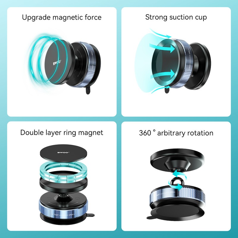 Suport auto BWOO ZJ138, cu ventuza, magnetic, negru