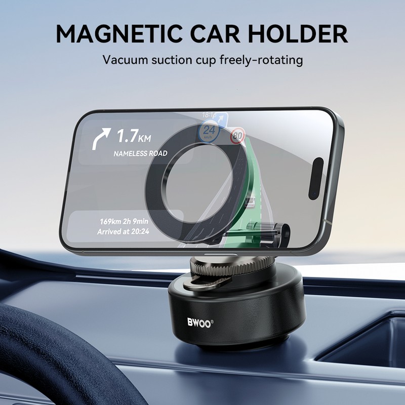Suport auto BWOO ZJ139, cu ventuza, magnetic, transparent