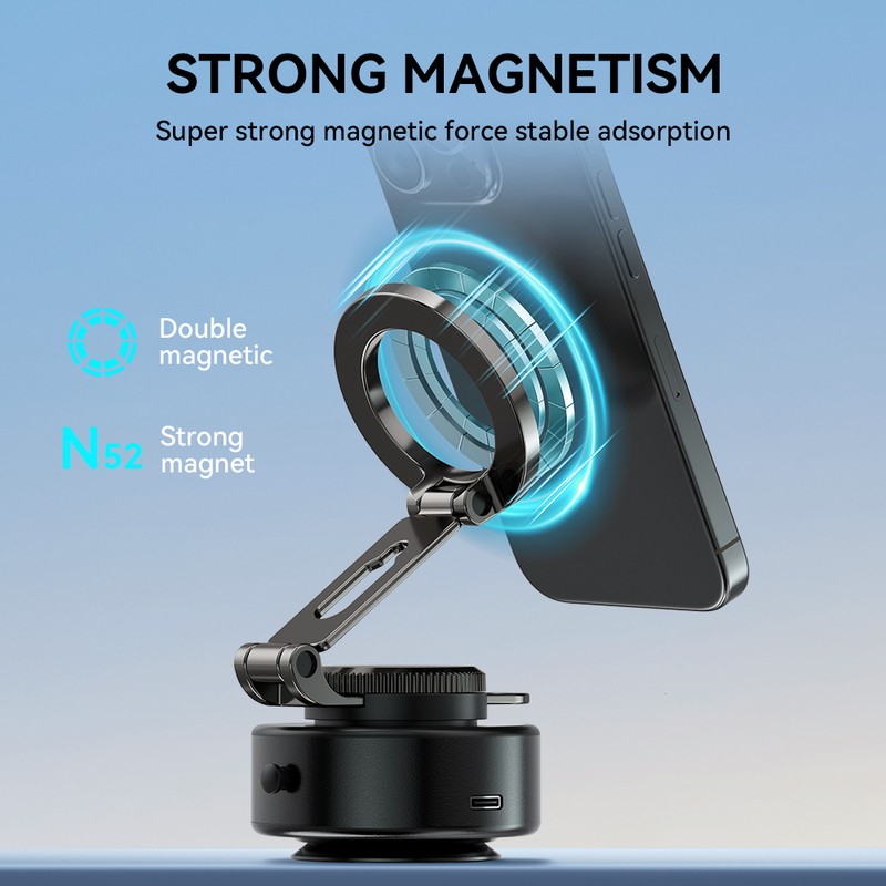 Suport auto BWOO ZJ139, cu ventuza, magnetic, transparent
