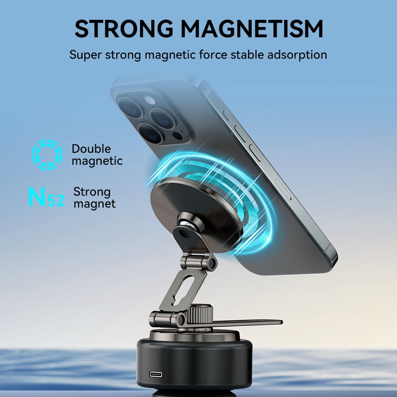 Suport auto BWOO ZJ140, cu ventuza, magnetic, negru