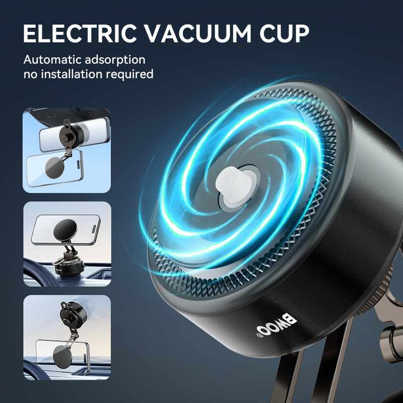 Suport auto BWOO ZJ140, cu ventuza, magnetic, negru