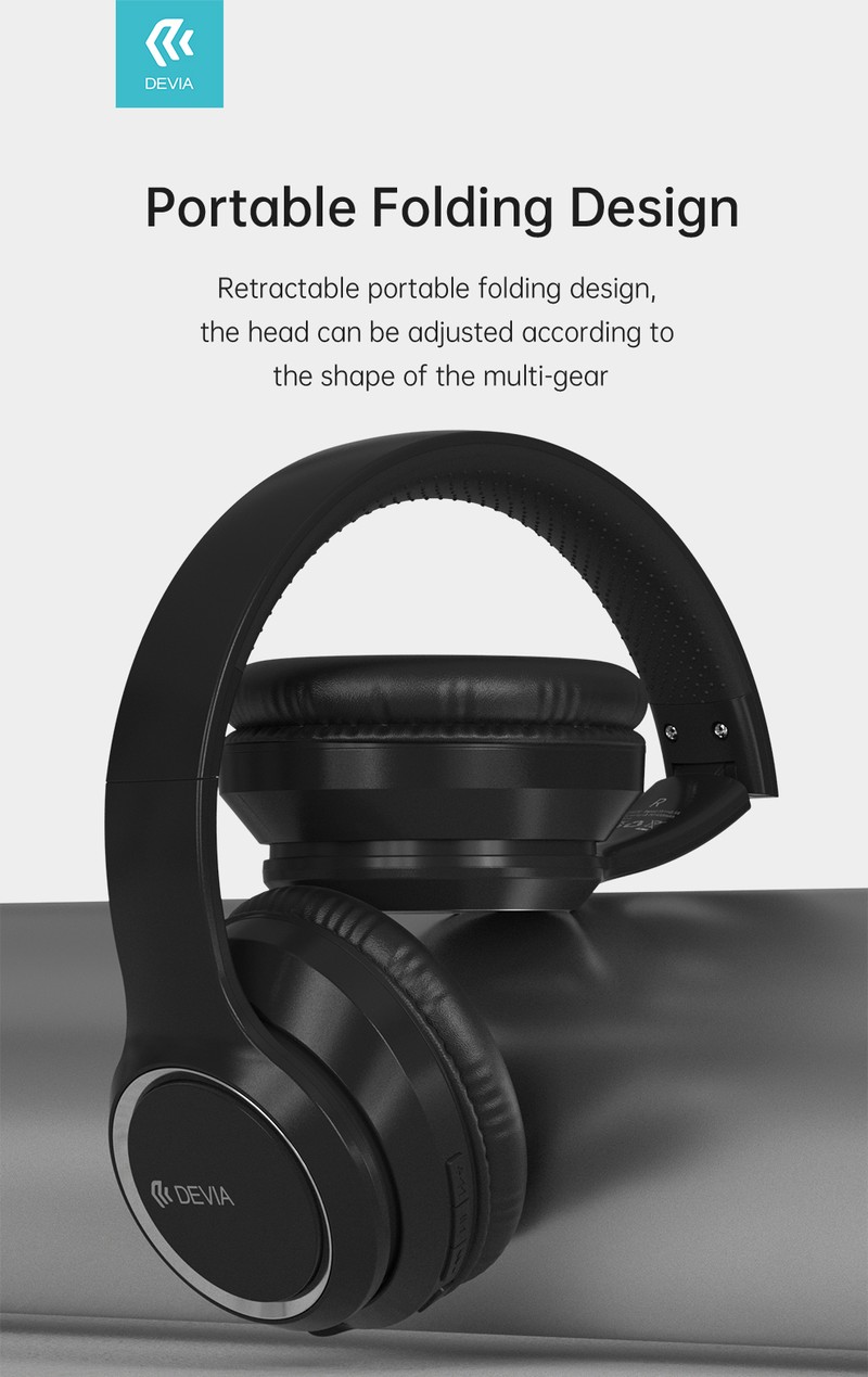 Casti on-ear Devia Kintone, Bluetooth, cu microfon, negre