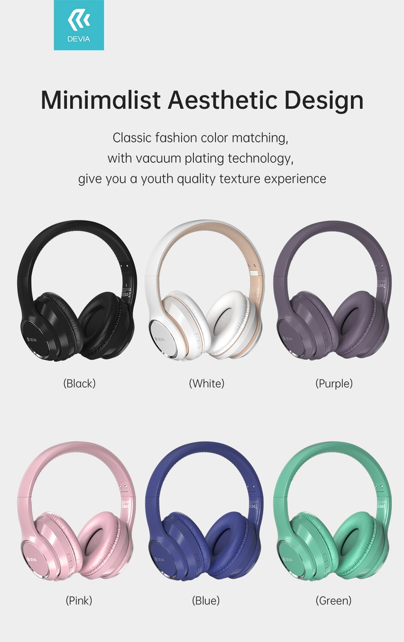 Casti on-ear Devia Kintone, Bluetooth, cu microfon, negre