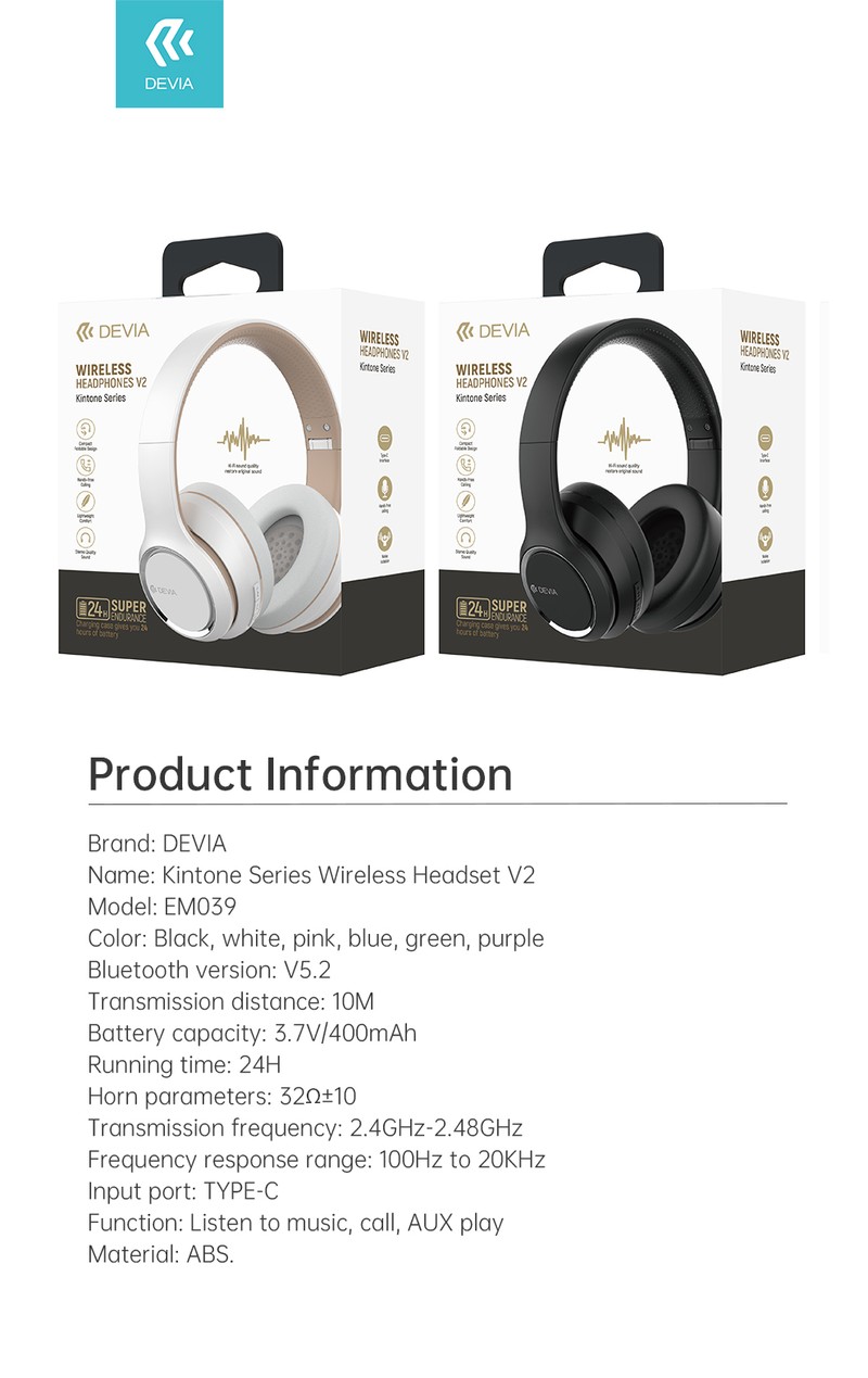 Casti on-ear Devia Kintone, Bluetooth, cu microfon, negre
