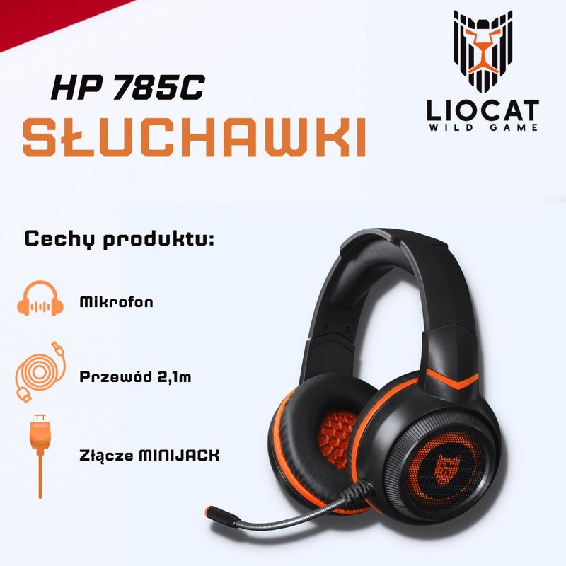 Casti gaming Liocat HP 785C, cablu 2.1m, cu microfon, jack 3.5mm, banda reglabila, negre