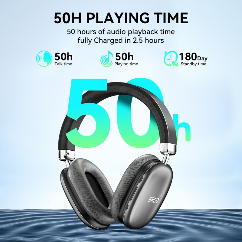 Casti over-ear BWOO BW-585, Bluetooth, gri