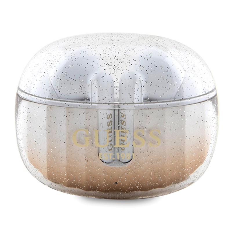 Casti true wireless Guess, Bluetooth, cu microfon, rezistente la apa, aurii