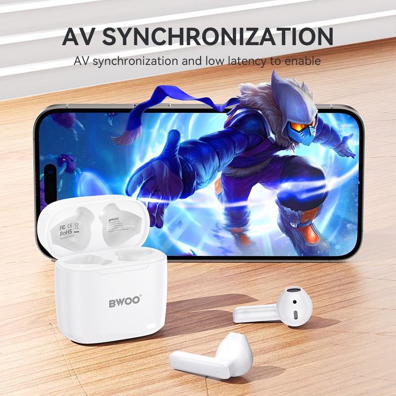 Casti true wireless BWOO BW94, Bluetooth, albe