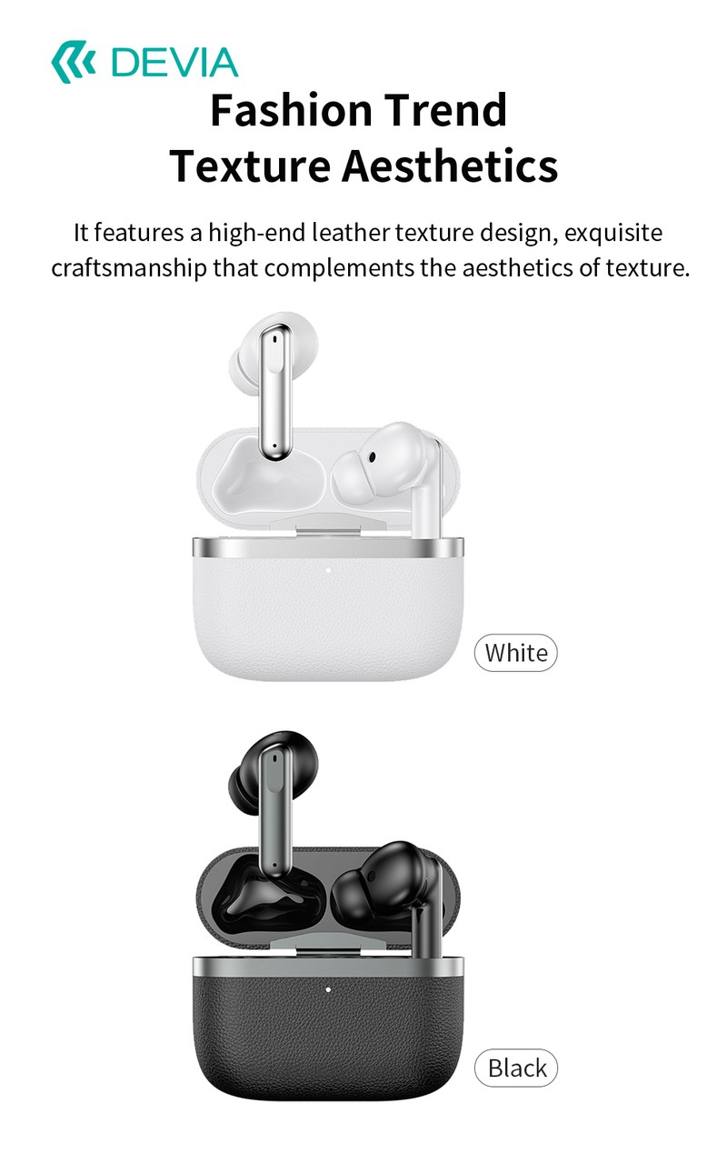 Casti true wireless Devia TWS Ultra1, Bluetooth, cu ANC, negre