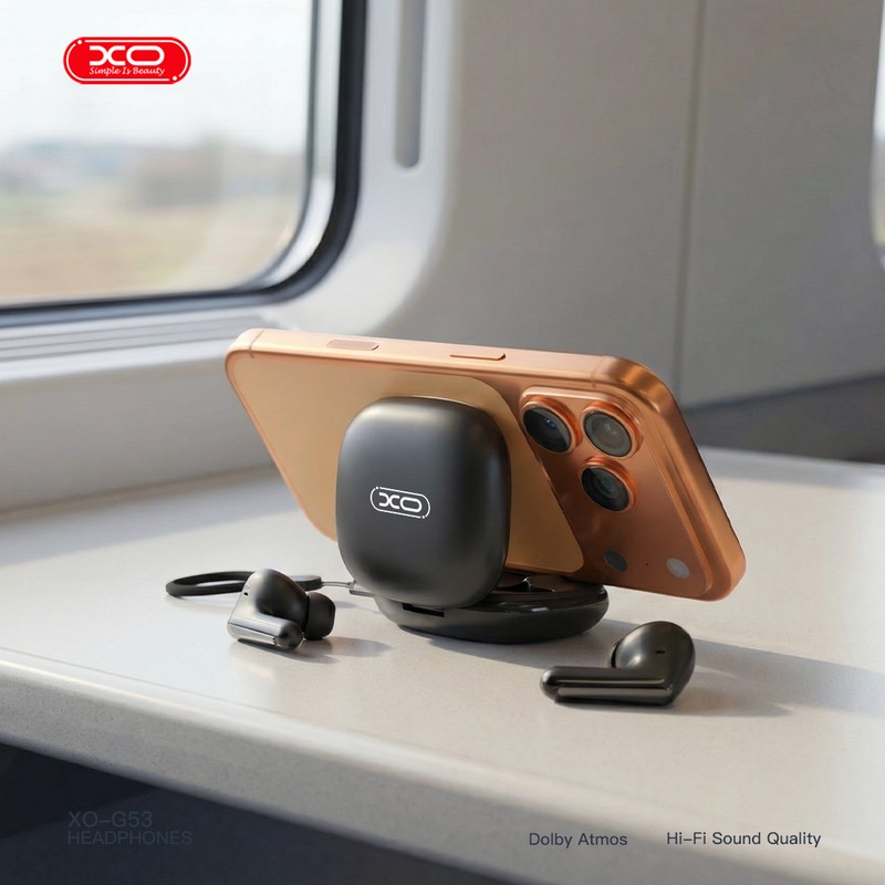 Casti true wireless XO G53, Bluetooth, cu ANC, cu microfon, negre