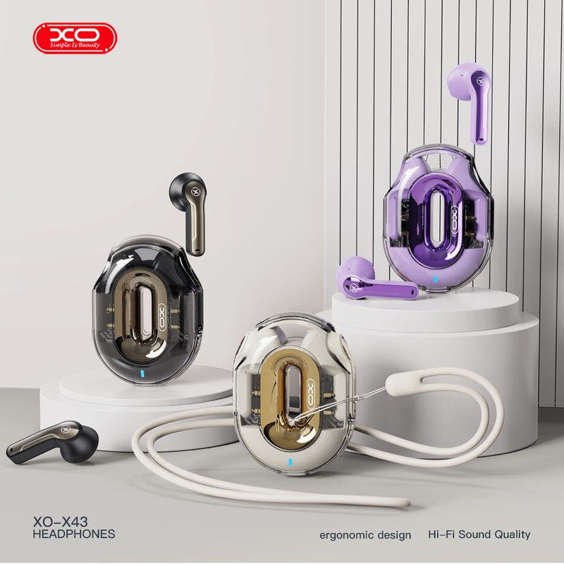 Casti true wireless XO X43, Bluetooth, cu microfon, negre
