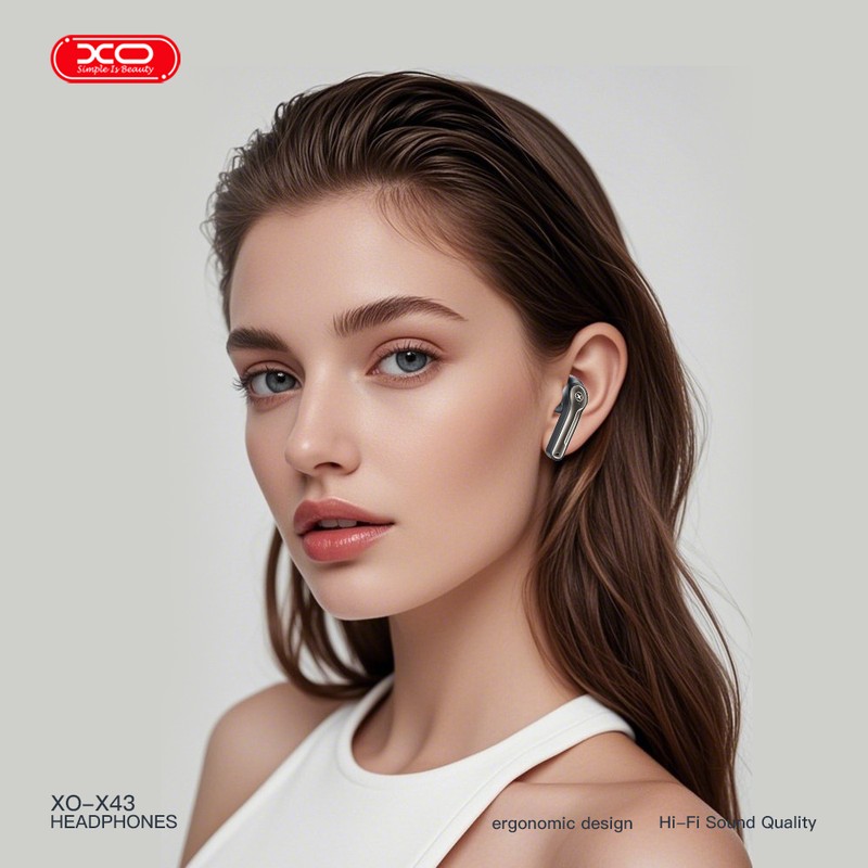 Casti true wireless XO X43, Bluetooth, cu microfon, bej