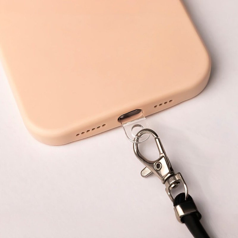 Set 5 insertii din TPU pentru prinderea snurului la telefon, Transparent