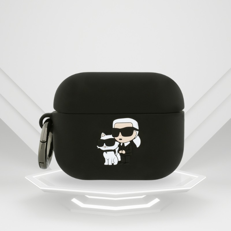Husa casti Karl Lagerfeld Karl & Choupette Head pentru AirPods Pro 3, Roz