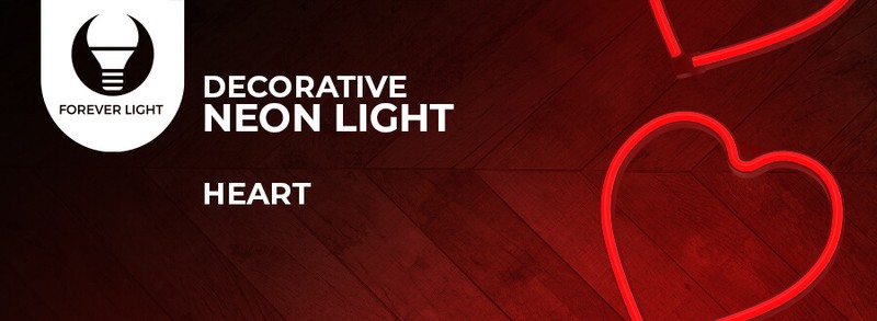 Neon LED Forever Light, Heart, dimensiuni 200 x 20 x 210mm, cablu USB cu lungime 2m, alimentare USB sau 3AA, rosu