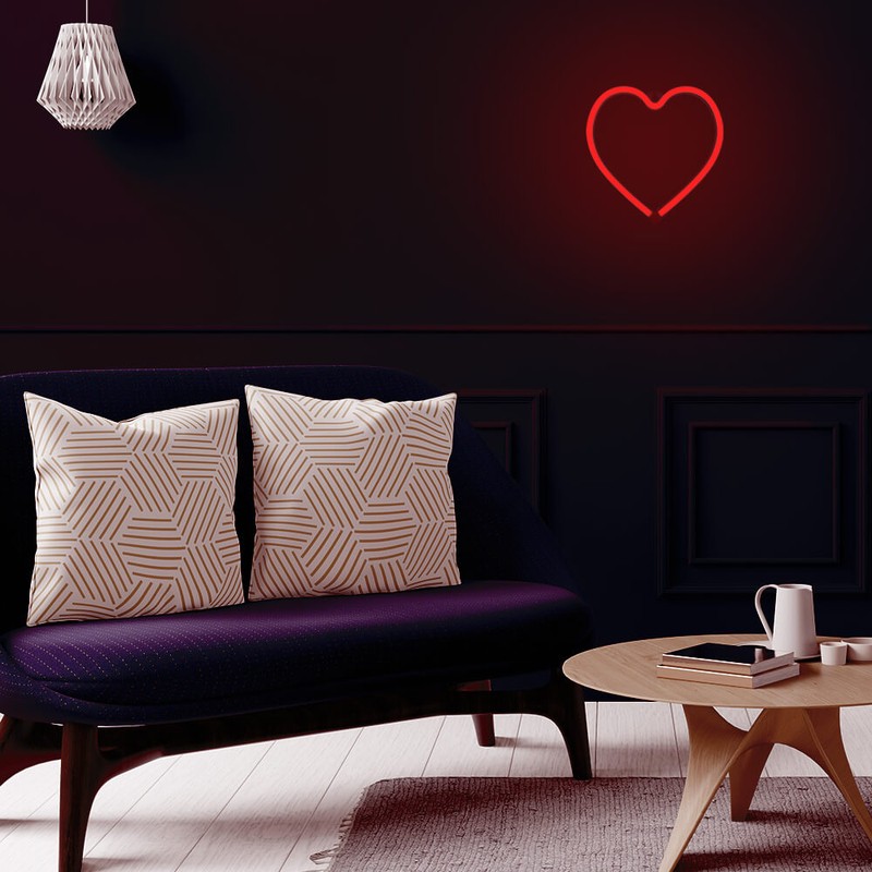 Neon LED Forever Light, Heart, dimensiuni 200 x 20 x 210mm, cablu USB cu lungime 2m, alimentare USB sau 3AA, rosu