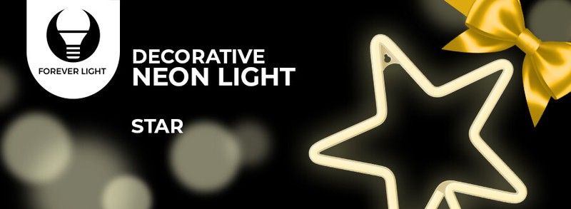 Neon LED Forever Light, Christmas Pentastar, dimensiuni 285 x 20 x 285mm, cablu USB cu lungime 2m, alimentare USB sau 3xAA, alb