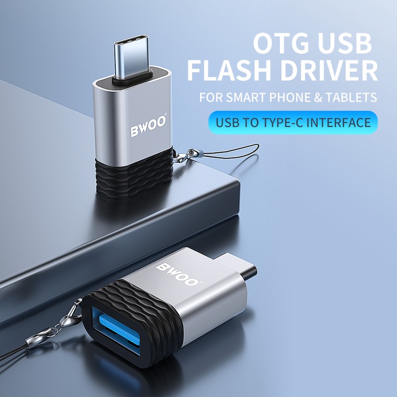Adaptor OTG BWOO BZ-35, USB-C tata la USB mama, 2.4A, interfata USB 2.0. dimensiuni 31 x 21 x 9mm, gri