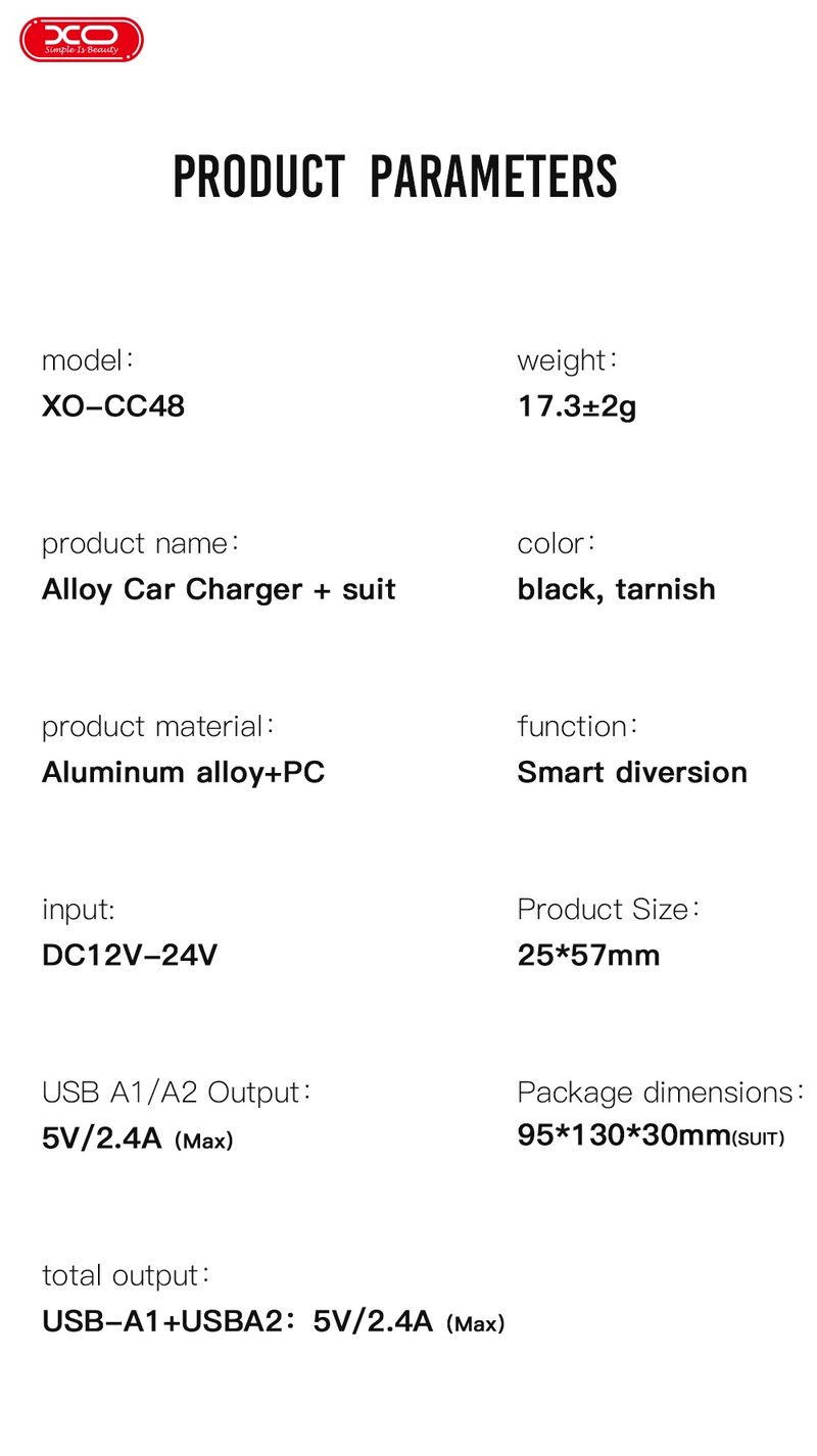 Incarcator auto XO CC48, 2.4 A, 2x USB, cu cablu USB-C, negru