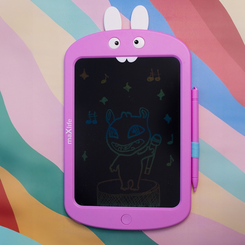 Jucarie educativa copii, Maxlife kids writing board MXWB-02, tabla de scris cu pix si buton de stergere, Roz