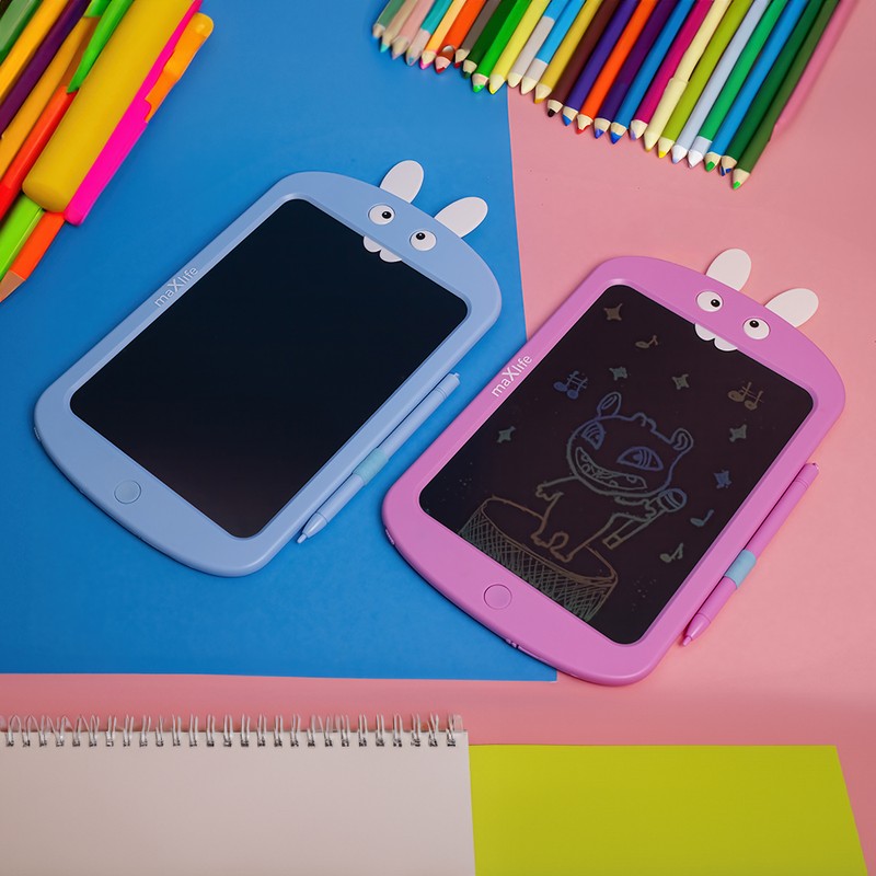 Jucarie educativa copii, Maxlife kids writing board MXWB-02, tabla de scris cu pix si buton de stergere, Roz