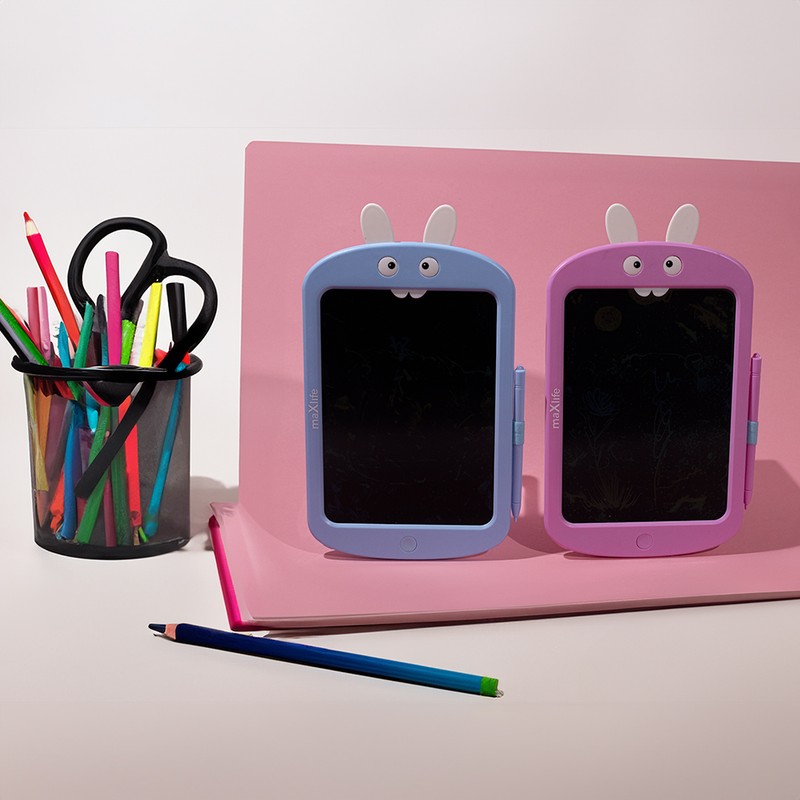 Jucarie educativa copii, Maxlife kids writing board MXWB-02, tabla de scris cu pix si buton de stergere, Roz