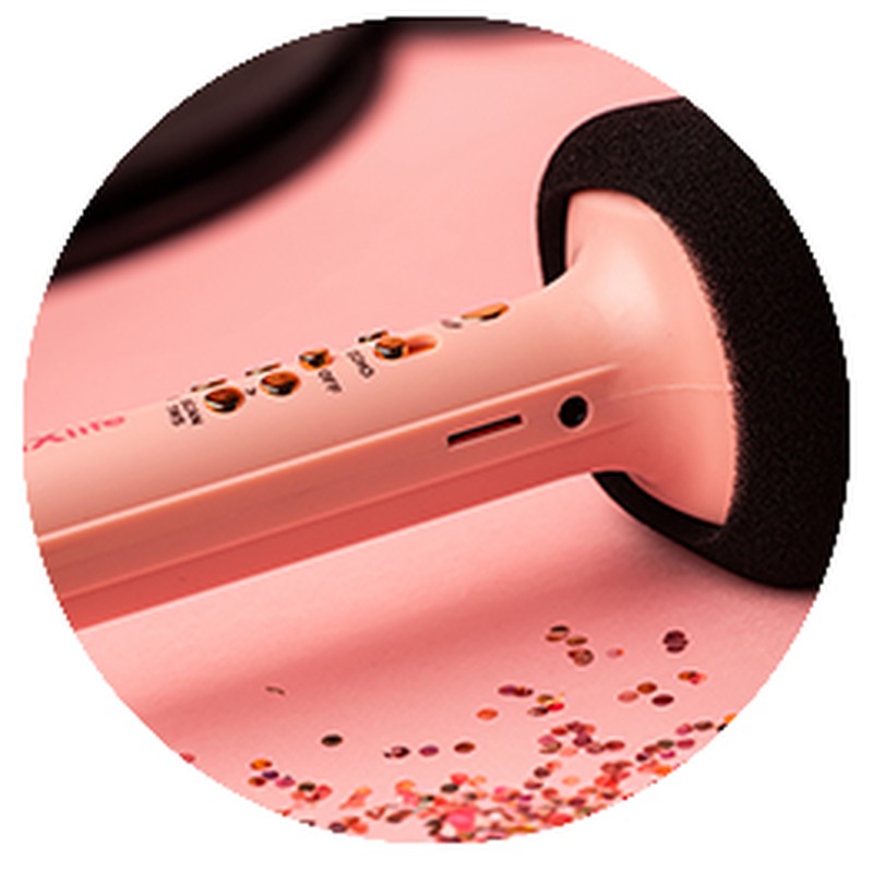 Microfon Maxlife cu Bluetooth speaker MXBM-600, v 5.0, 1200 mAh, USB-C, intrare 5 V - 0.5 A, 5 W, raza 10 m, Roz