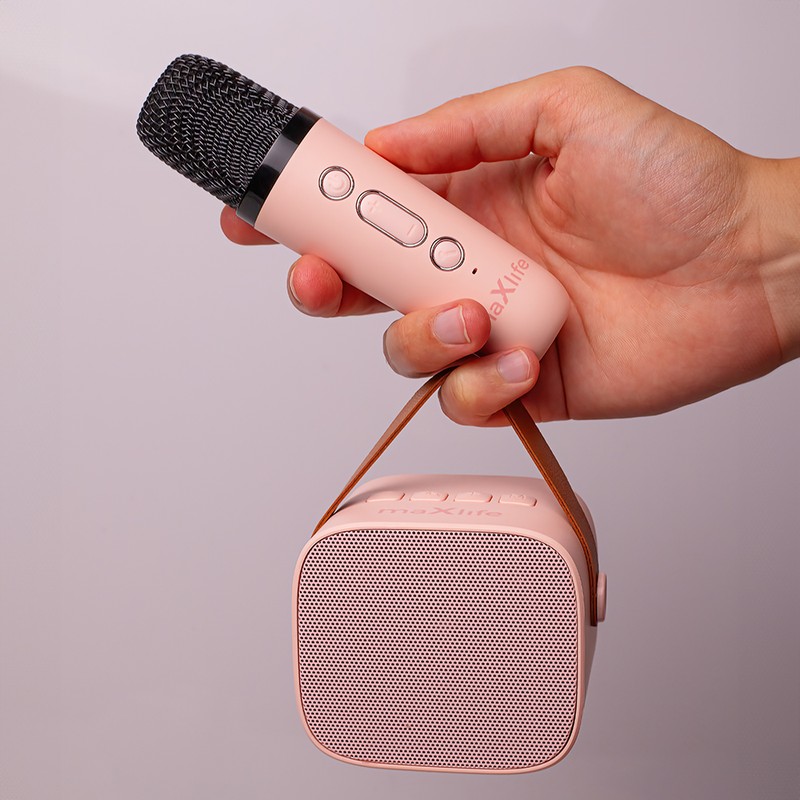 Set Microfon Maxlife cu Bluetooth karaoke speaker MXKS-100, v 5.0, 1500 mAh, USB-C, intrare 5 V - 0.5 A, 5 W, Alb