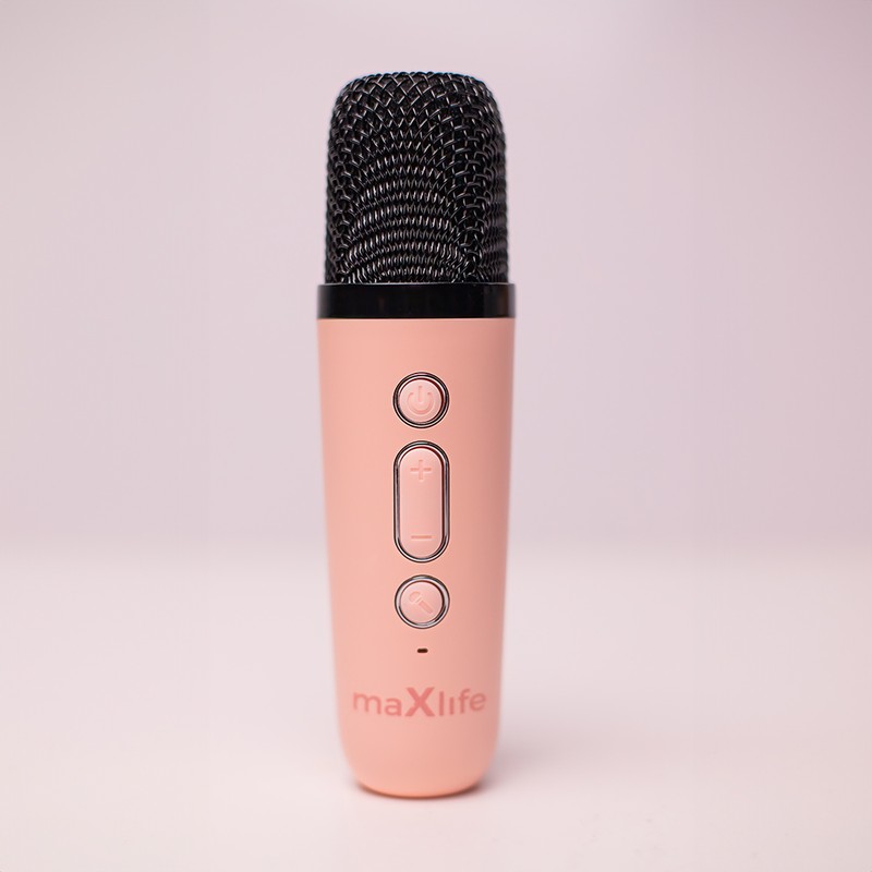 Set Microfon Maxlife cu Bluetooth karaoke speaker MXKS-100, v 5.0, 1500 mAh, USB-C, intrare 5 V - 0.5 A, 5 W, Alb