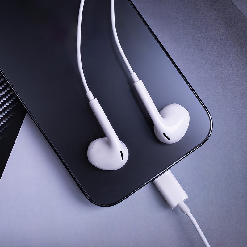 Casti Maxlife cu fir MXEP-04 USB-C, cablu 1.2m, Alb