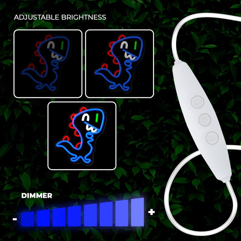 Neon LED pe plexiglas Forever Light, Jurassic Baby Dino, dimensiuni :255 x 16 x 330mm, cablu USB cu lungimea 2m, albastru