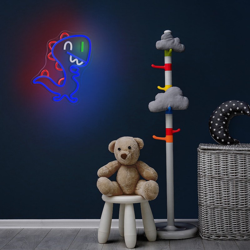 Neon LED pe plexiglas Forever Light, Jurassic Baby Dino, dimensiuni :255 x 16 x 330mm, cablu USB cu lungimea 2m, albastru