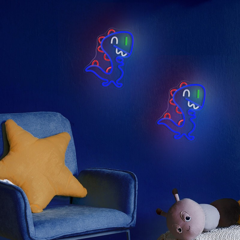 Neon LED pe plexiglas Forever Light, Jurassic Baby Dino, dimensiuni :255 x 16 x 330mm, cablu USB cu lungimea 2m, albastru