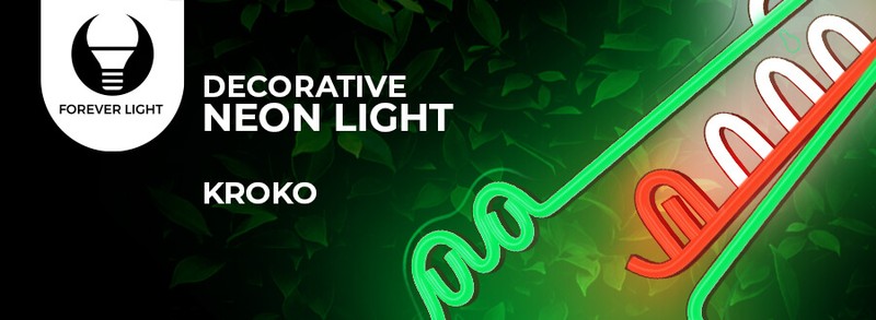 Neon LED pe plexiglas Forever Light, Jurassic Croc, dimensiuni 400 x 16 x 210mm, cablu USB cu lungimea 2m, verde