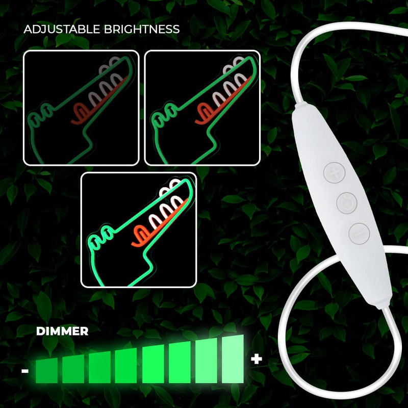 Neon LED pe plexiglas Forever Light, Jurassic Croc, dimensiuni 400 x 16 x 210mm, cablu USB cu lungimea 2m, verde