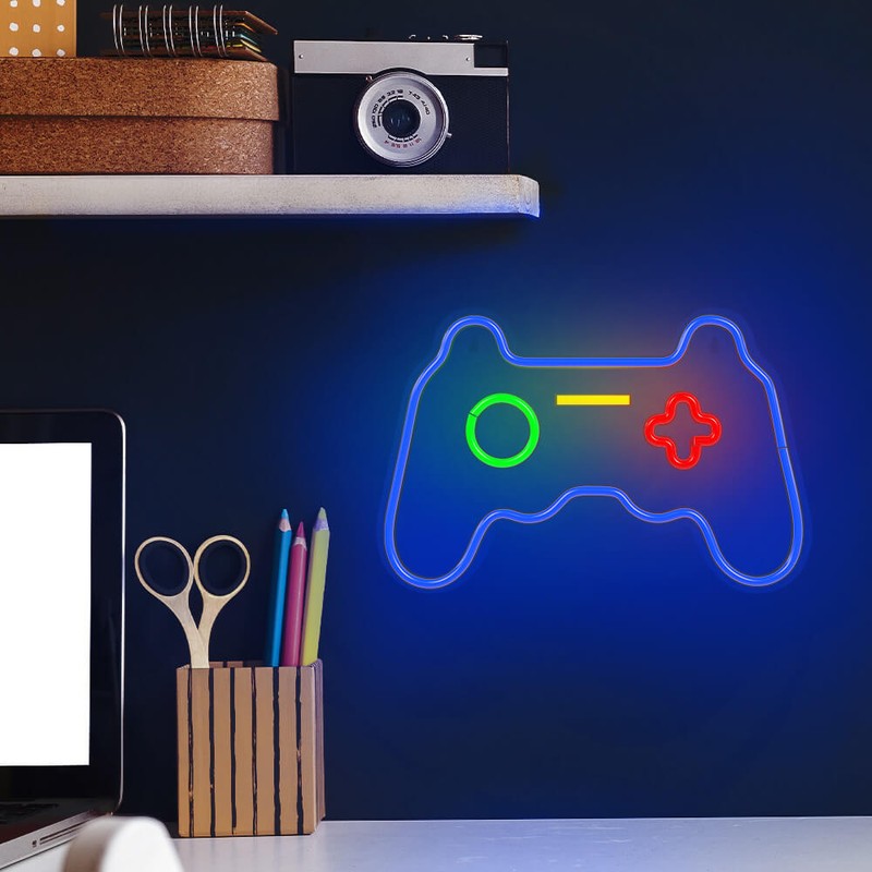 Neon LED pe plexiglas Forever Light, Gamepad, dimensiuni 410 x 16 x 275mm, cablu USB cu lungime 2m, multicolor