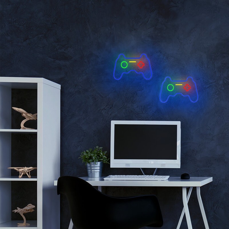 Neon LED pe plexiglas Forever Light, Gamepad, dimensiuni 410 x 16 x 275mm, cablu USB cu lungime 2m, multicolor