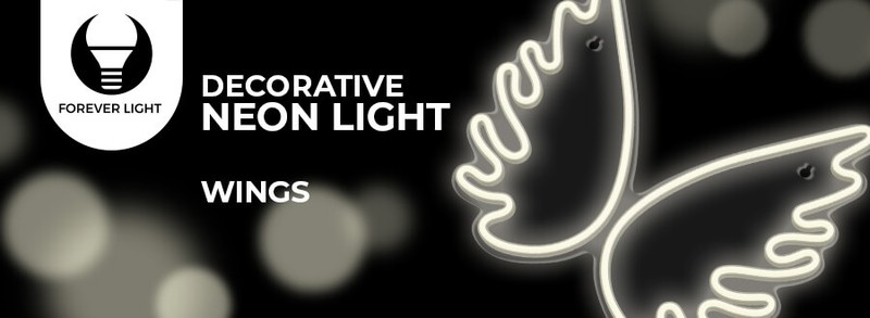 Neon LED pe plexiglas Forever Light, Wings, dimensiuni 395 x 16 x 325mm, cablu USB cu lungimea 2m, alb