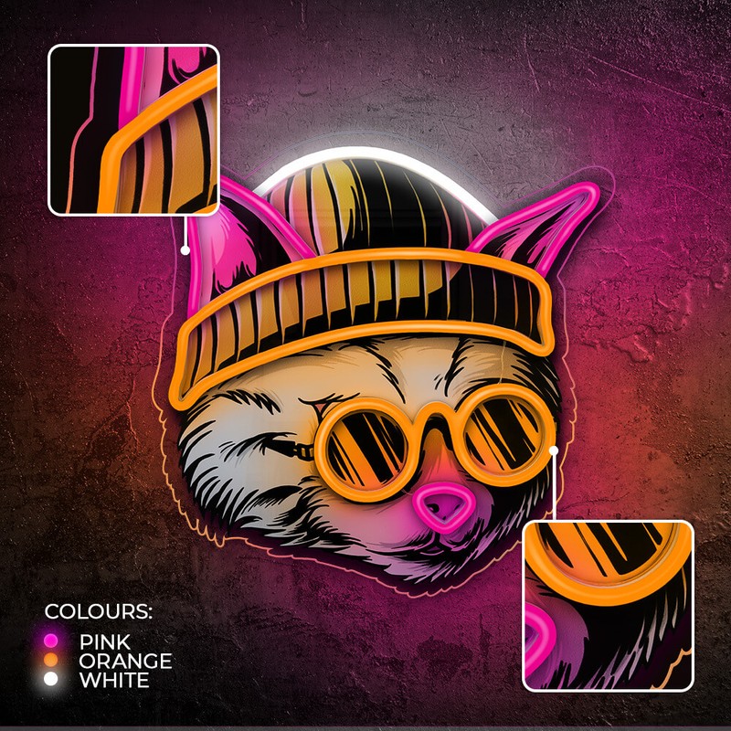 Neon LED Forever Light, Cat Dreamer, dimensiuni 295 x 18 x 325mm, cablu USB cu lungime 2m, multicolor