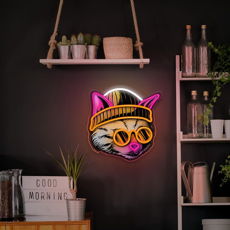 Neon LED Forever Light, Cat Dreamer, dimensiuni 295 x 18 x 325mm, cablu USB cu lungime 2m, multicolor