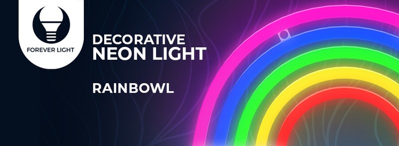 Neon LED Forever Light, Rainbow, dimensiuni 300 x 20 x 160mm, cablu USB cu lungime 2m, alimentare USB sau 3xAA, multicolor