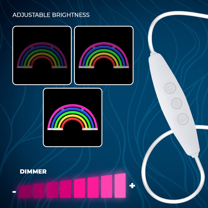 Neon LED Forever Light, Rainbow, dimensiuni 300 x 20 x 160mm, cablu USB cu lungime 2m, alimentare USB sau 3xAA, multicolor